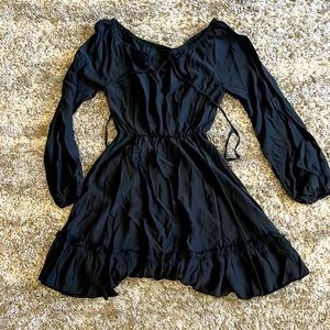 Black front collar tie dress xsmall